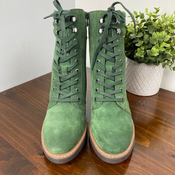 Naturalizer Callie Suede Leather Lace Up Ankle Boot Spruce Green Size 9 - Picture 4 of 11